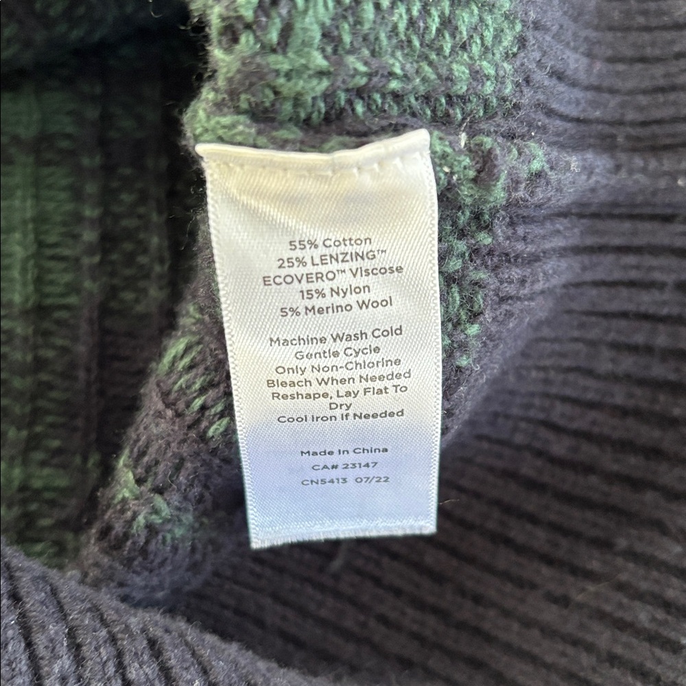Talbots half zip plaid merino wool sweater - Picture 6 of 10